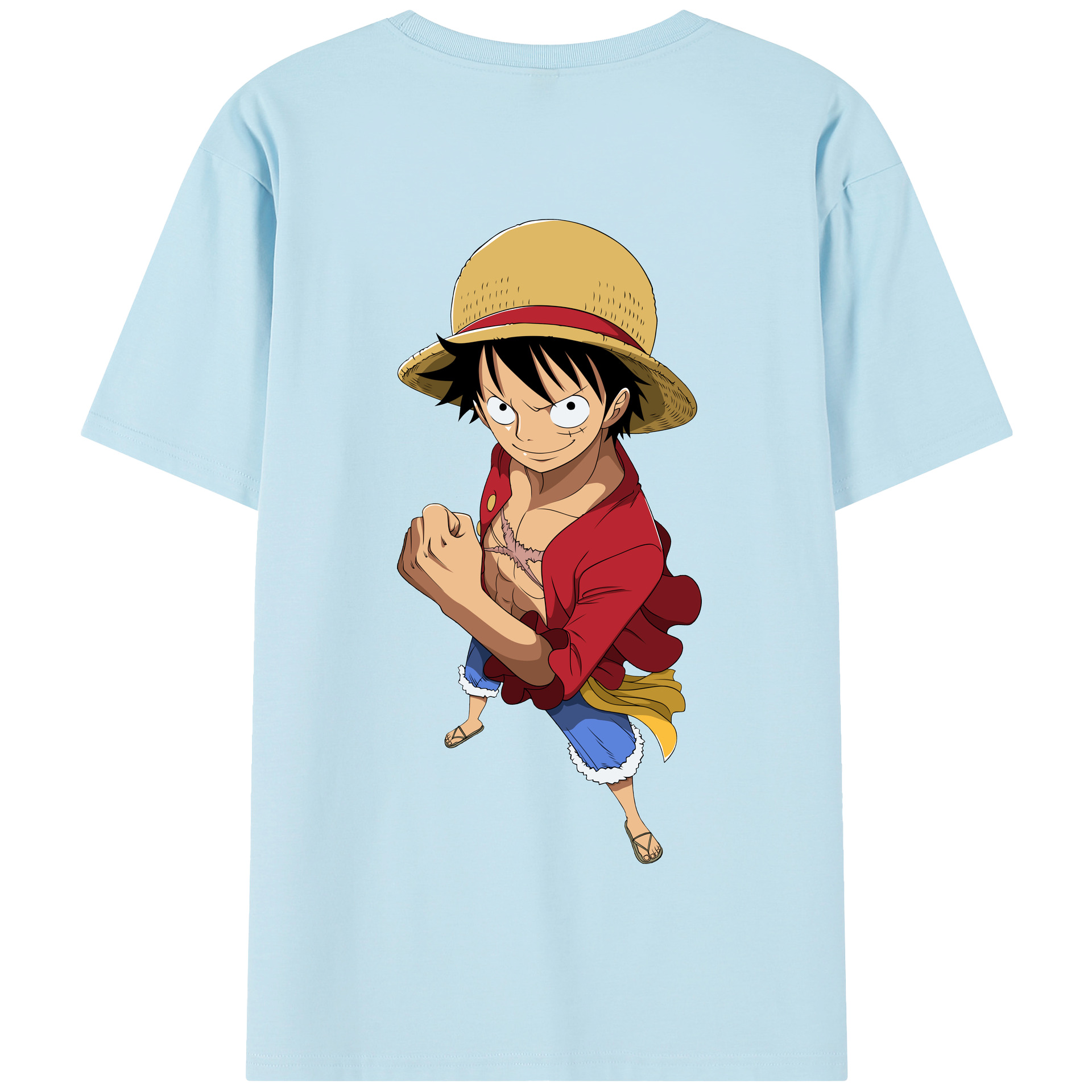 ワンピース モンキー・D・ルフィ ONE PIECE Monkey D. Luffy 綿100％半袖Tシャツ（背面プリント）